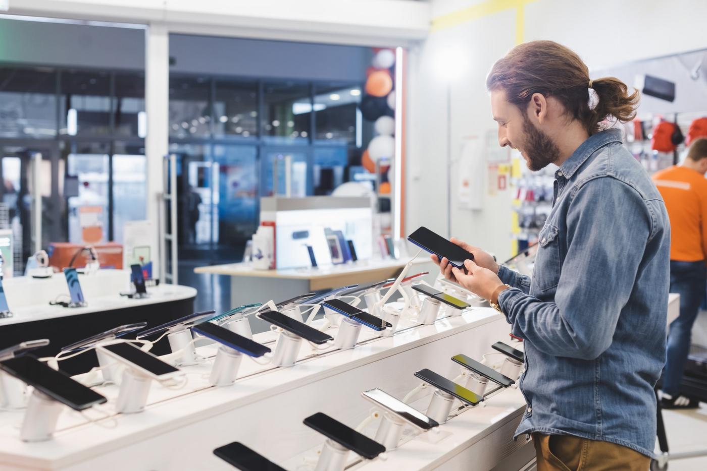 Orbit M14 phones on display in the shop