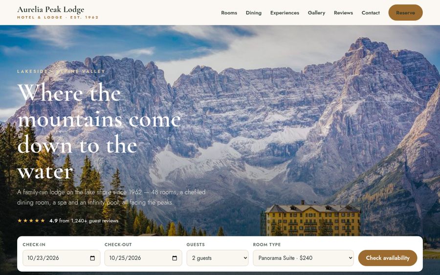 Hotel website demo by Everest Web Development