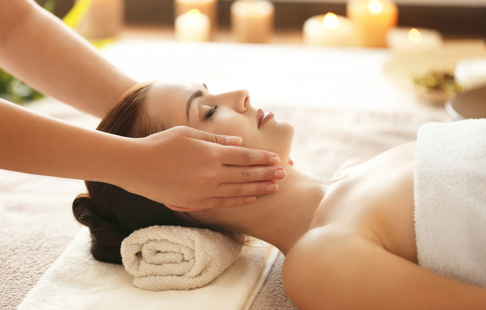 Client enjoying a relaxing facial treatment