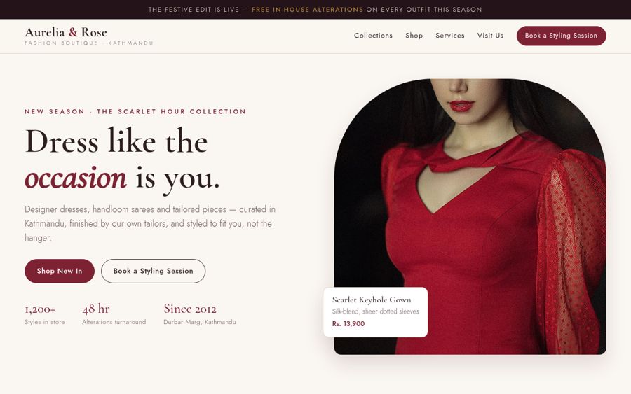 Boutique website demo by Everest Web Development