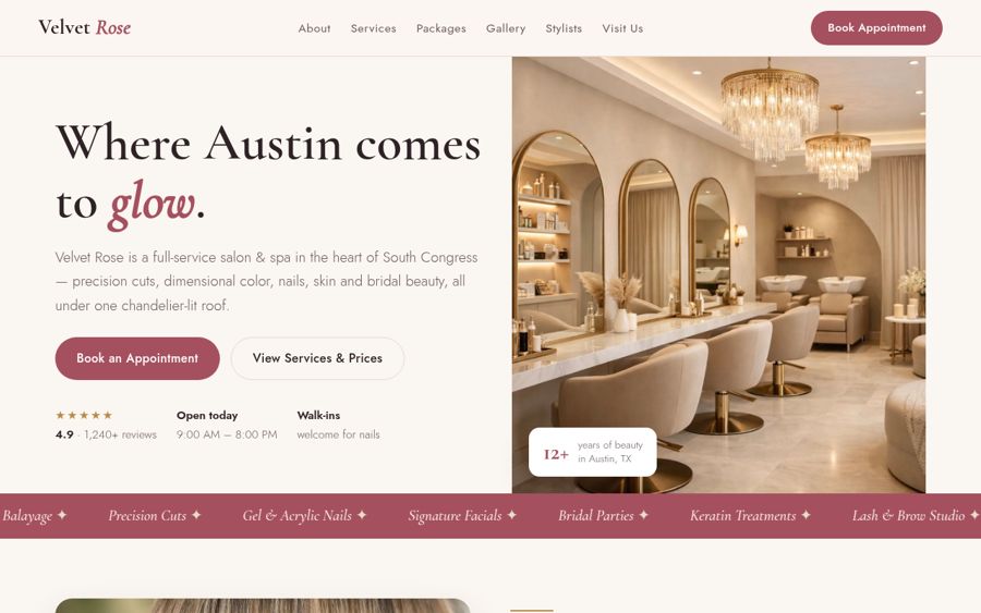 Salon USA website demo by Everest Web Development