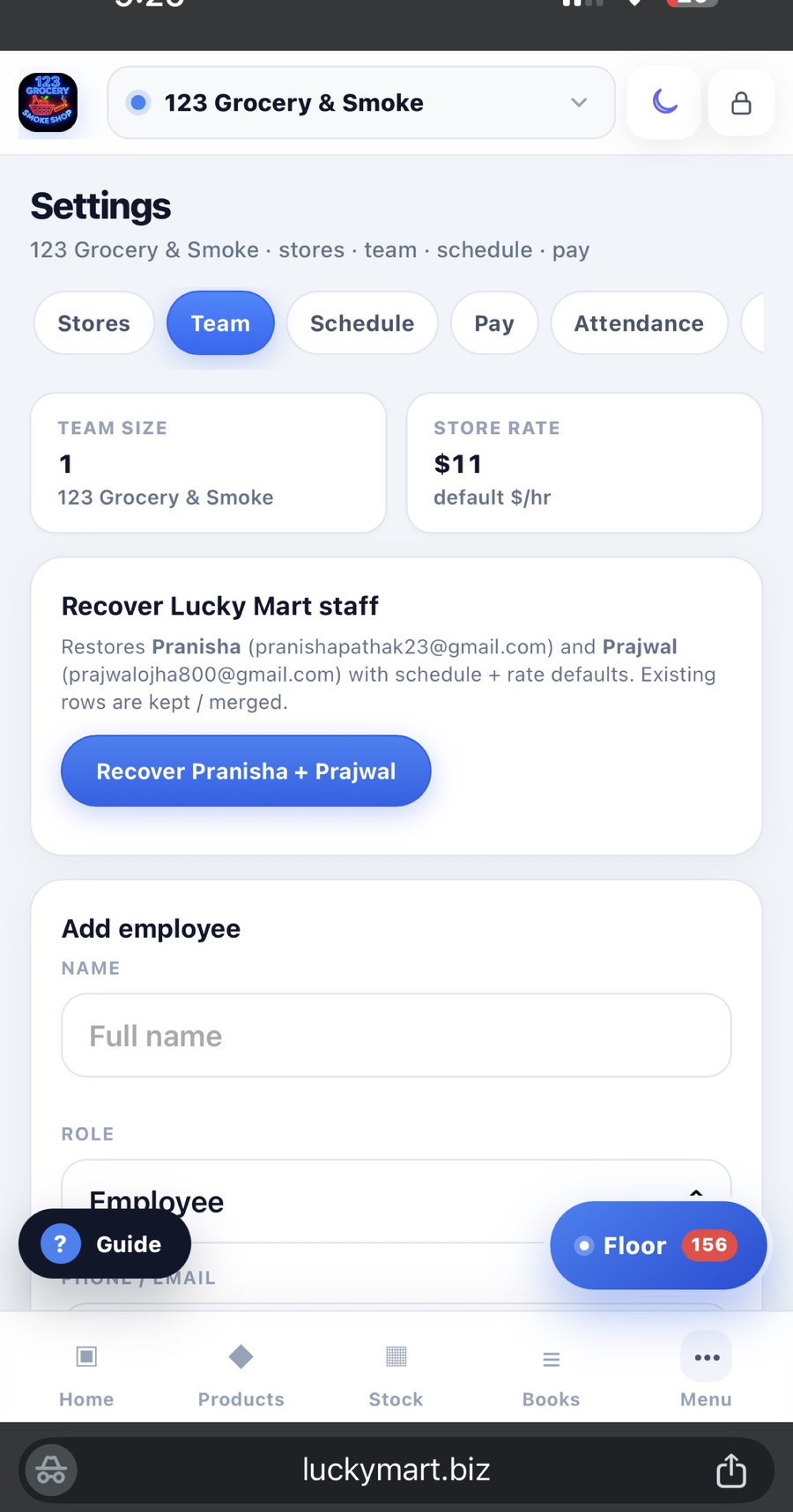 Team access on MR.STORE